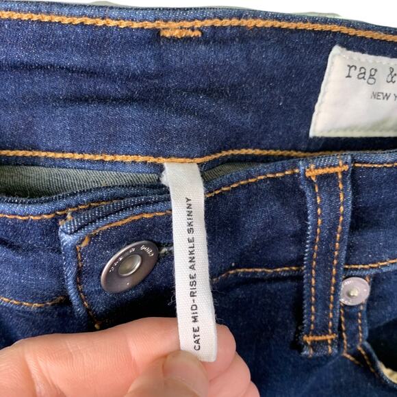 Rag & Bone Jeans Women 27 Blue Denim Cate Mid-Rise Ankle Skinny Dark Wash Cotton - Picture 7 of 8